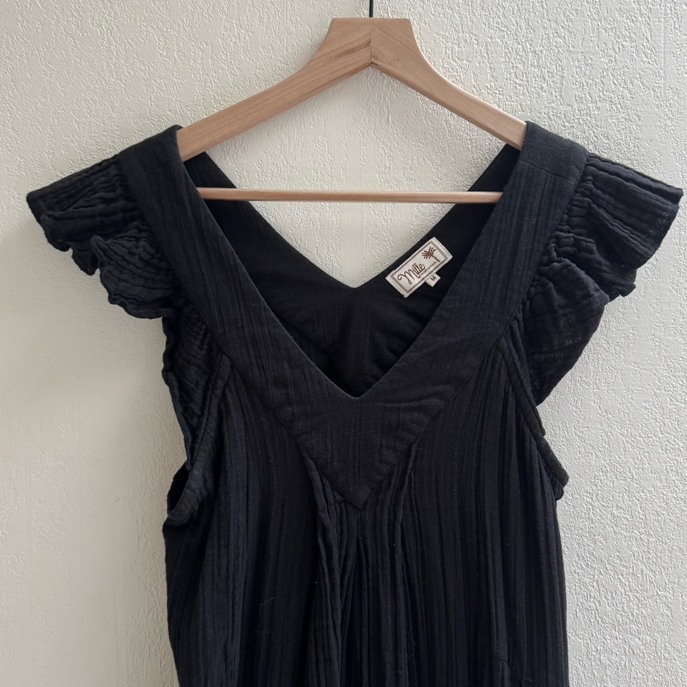 Mille Catarina Black Flutter Sleeve Dres - Picture 4 of 6